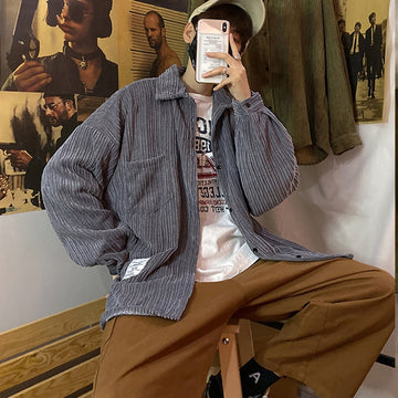 Wiaofellas Autumn Shirts for Mens Manga Designer Clothes Blouses Korean Clothes Button Up retro Shirt Hippie Cardigan Japanese Long Clothes